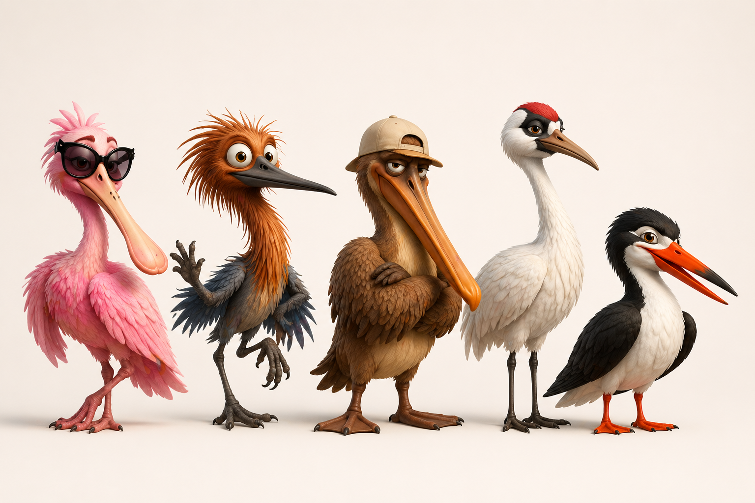 The Coastal Crew — Sally, E.D., Peli, Winston, and Skip